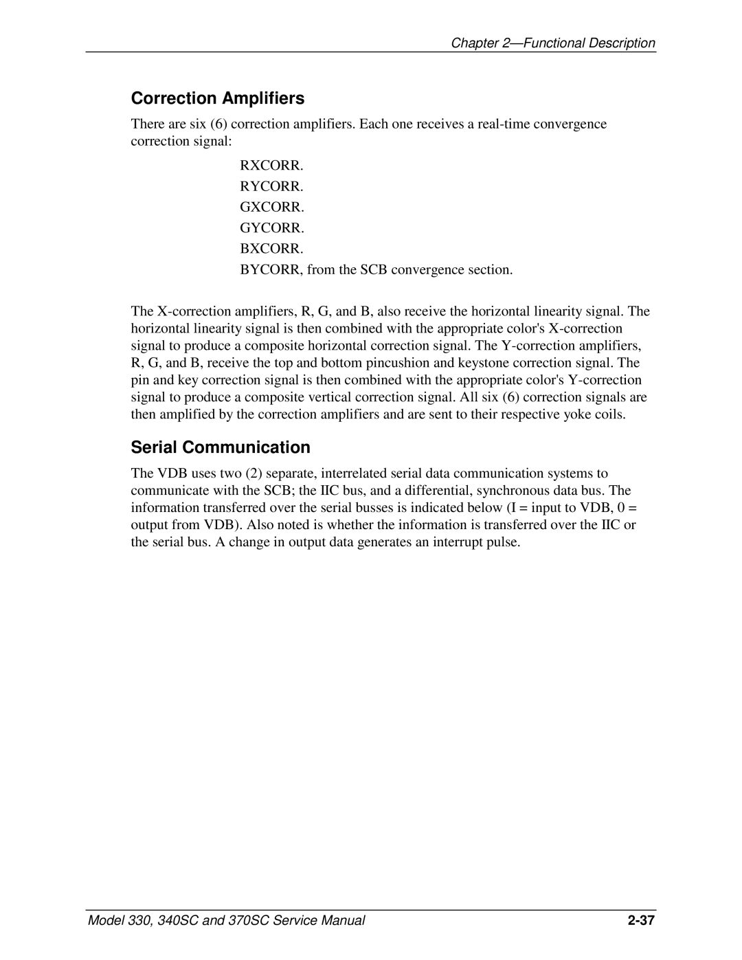 JVC 370 SC, 330, 340 SC service manual Correction Amplifiers, Rxcorr Rycorr Gxcorr Gycorr Bxcorr 