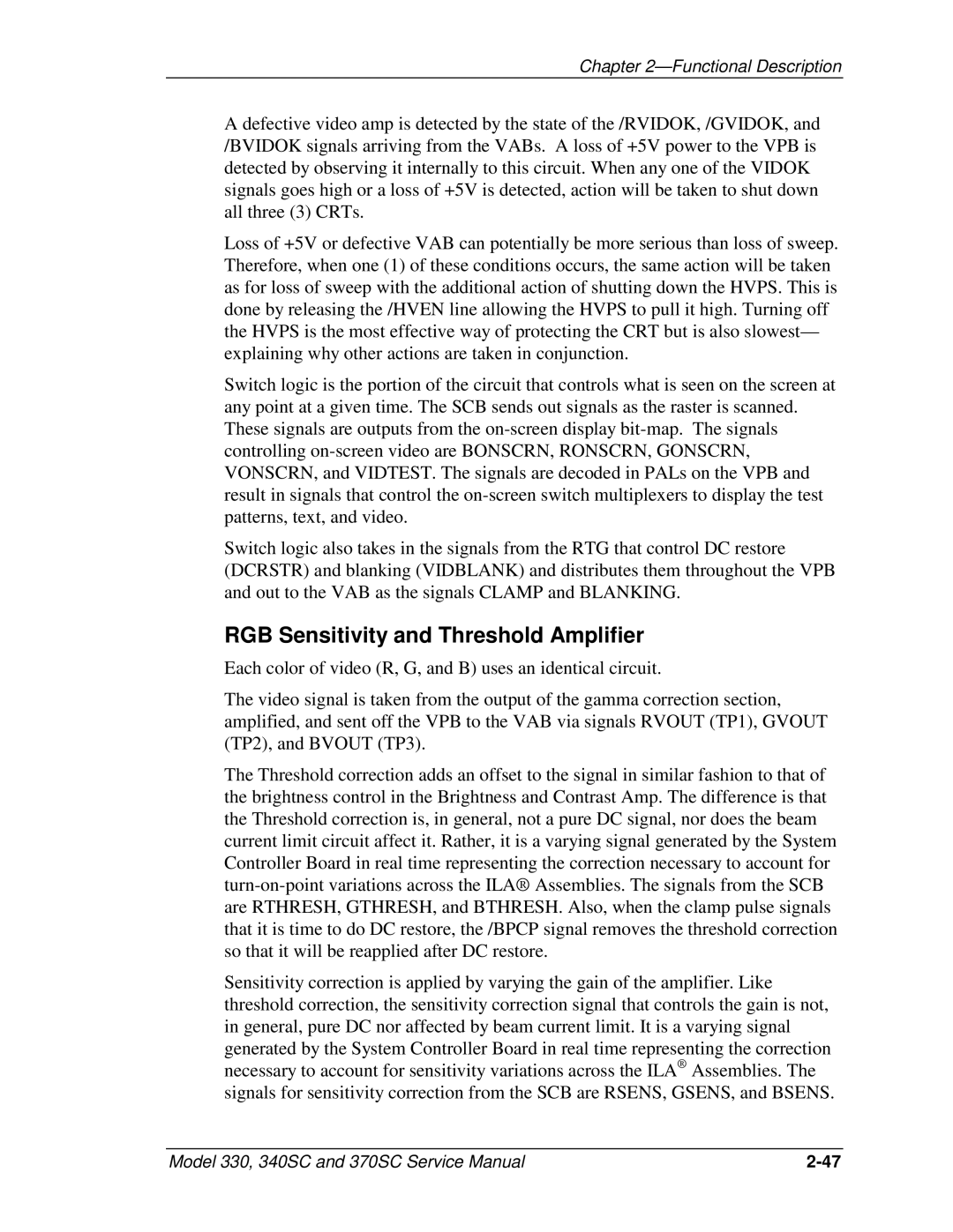 JVC 340 SC, 330, 370 SC service manual RGB Sensitivity and Threshold Amplifier 