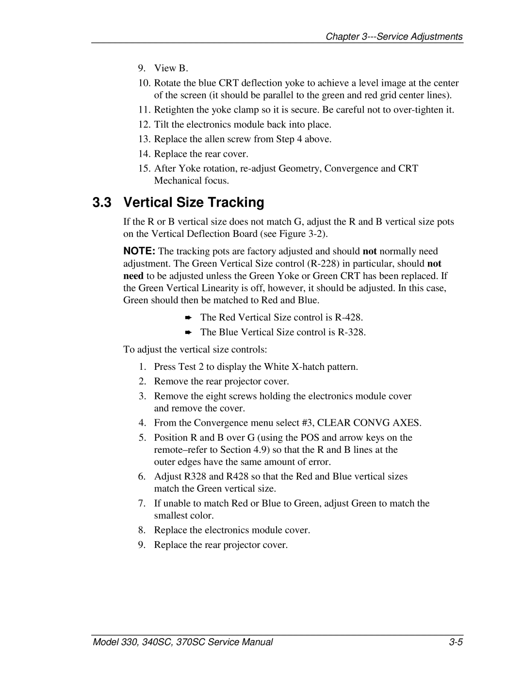 JVC 340 SC, 330, 370 SC service manual Vertical Size Tracking 