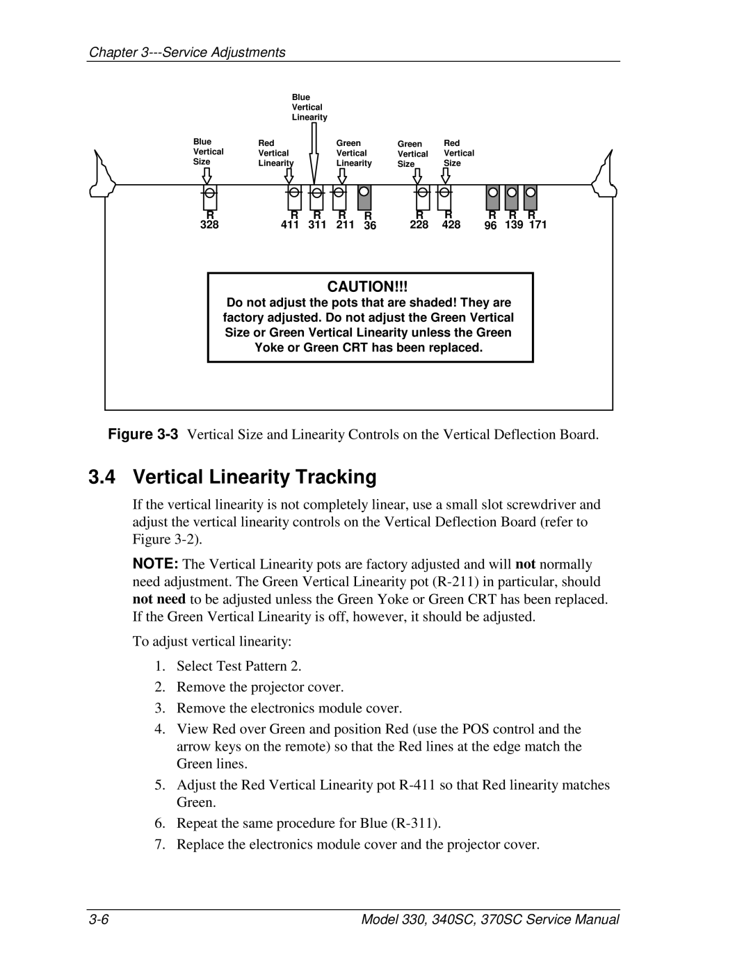 JVC 330, 370 SC, 340 SC service manual Vertical Linearity Tracking 