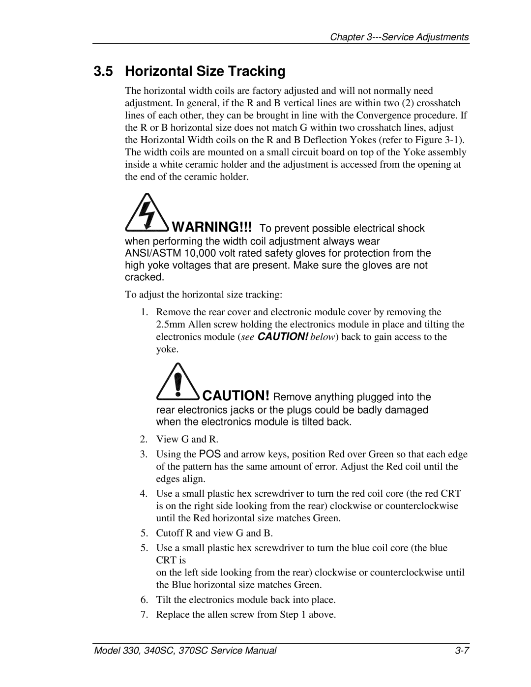 JVC 370 SC, 330, 340 SC service manual Horizontal Size Tracking 