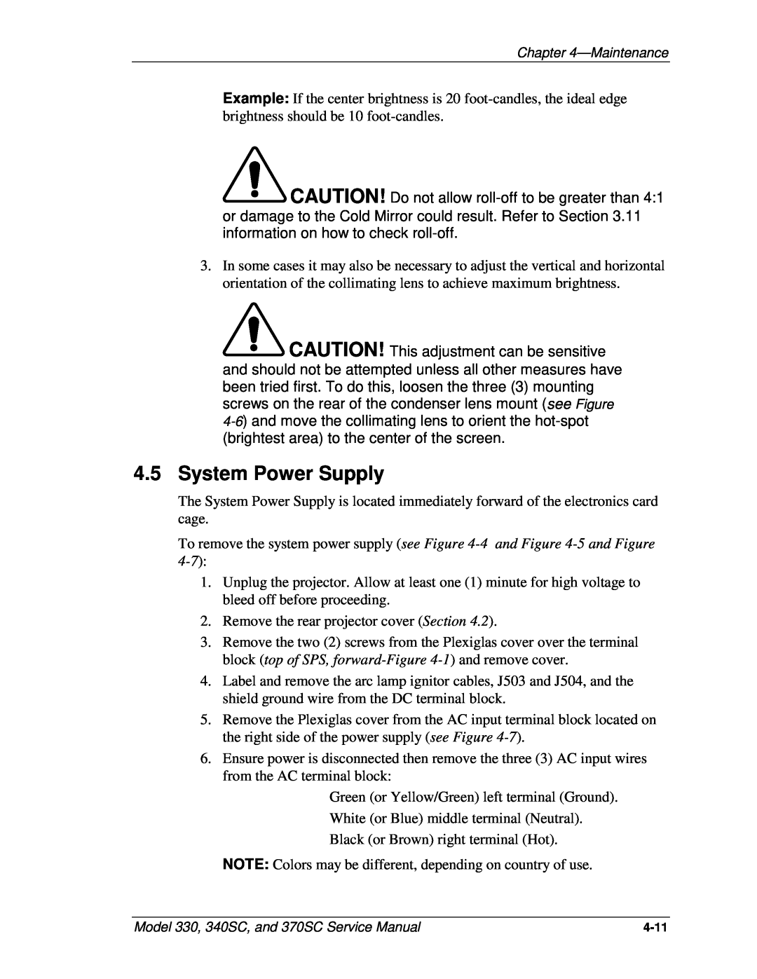 JVC 370 SC, 330, 340 SC service manual System Power Supply 