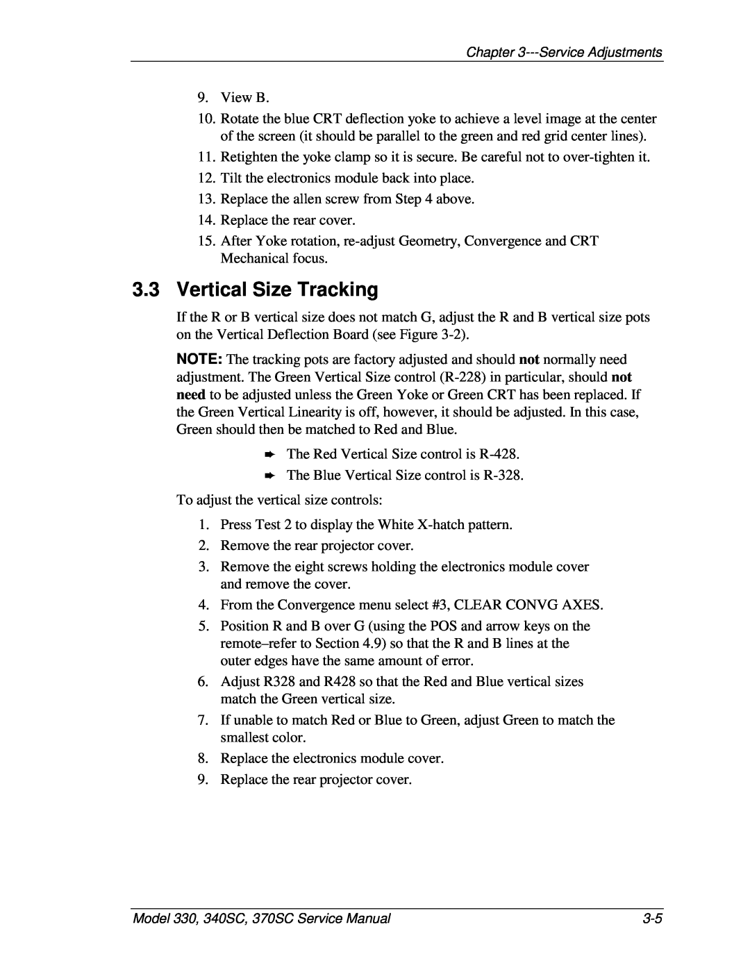 JVC 340 SC, 330, 370 SC service manual Vertical Size Tracking 