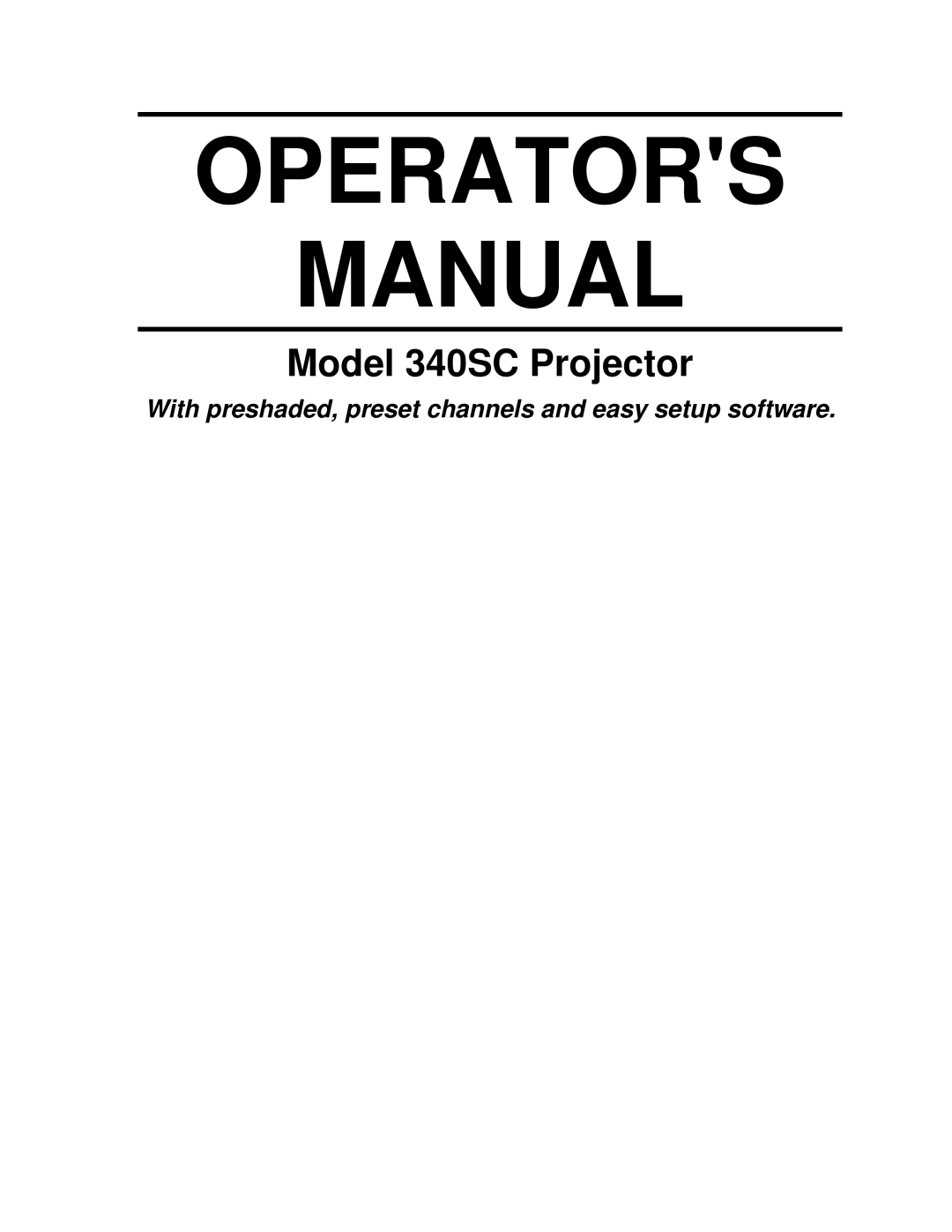 JVC 340SC manual Operators Manual 