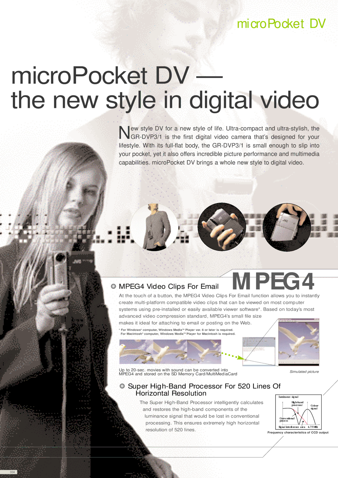 JVC 42PFL8803D manual MPEG4 Video Clips For Email, Super High-Band Processor For 520 Lines 