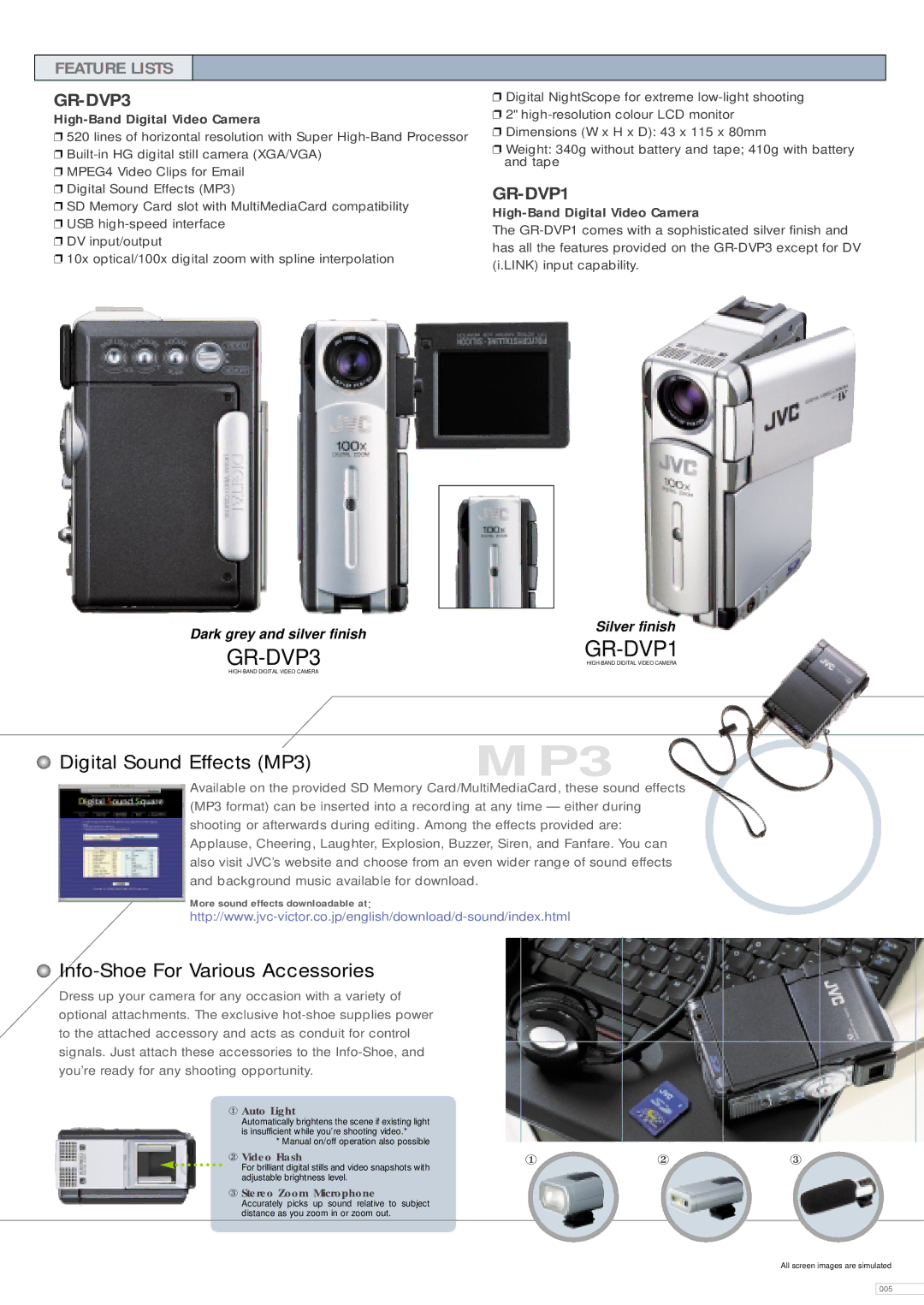 JVC 42PFL8803D manual Digital Sound Effects MP3, Info-Shoe For Various Accessories 