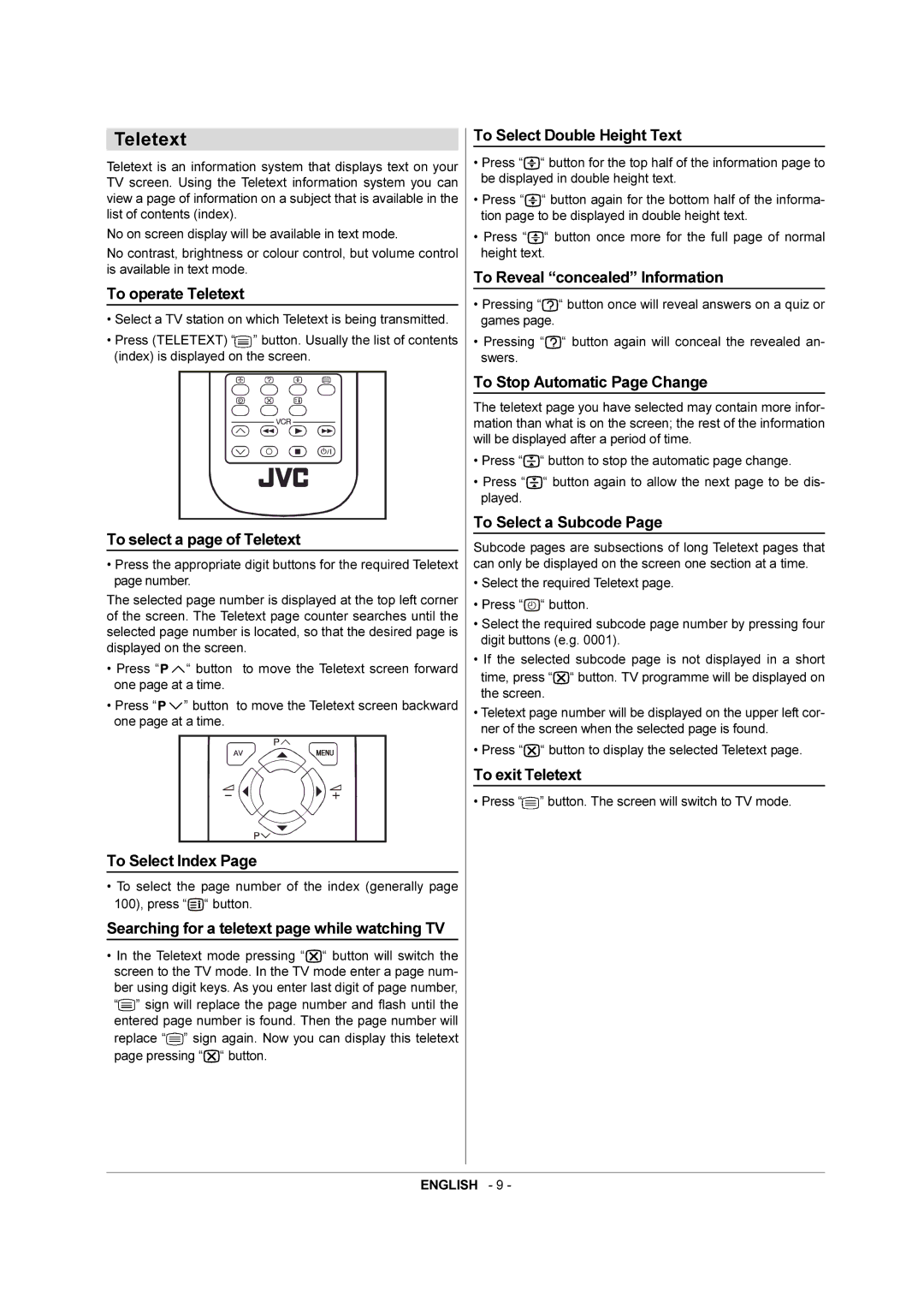 JVC 50052496 manual Teletext 