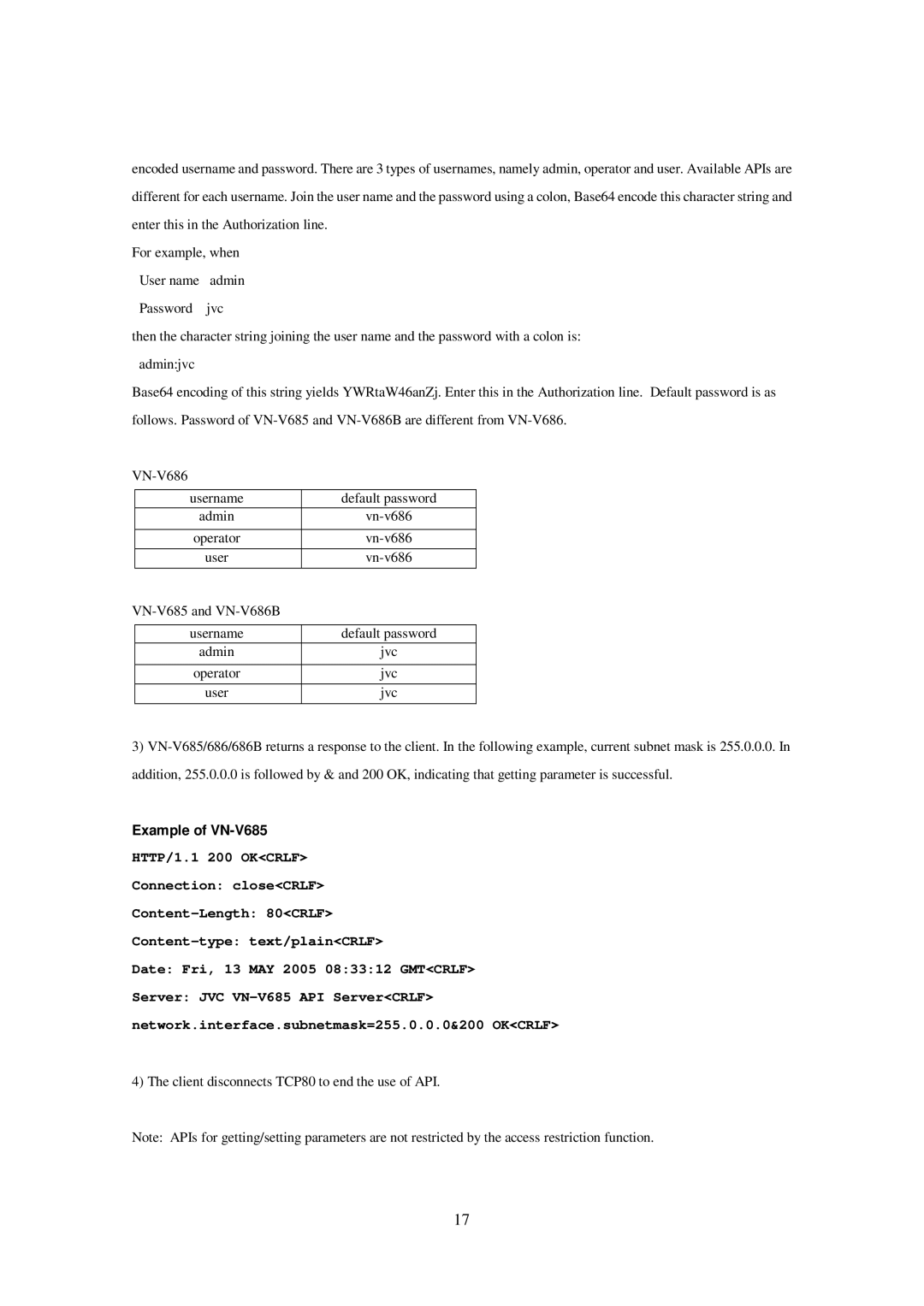 JVC VN-V685U, 686U, 686BU manual User Vn-v686 VN-V685 and VN-V686B Username 