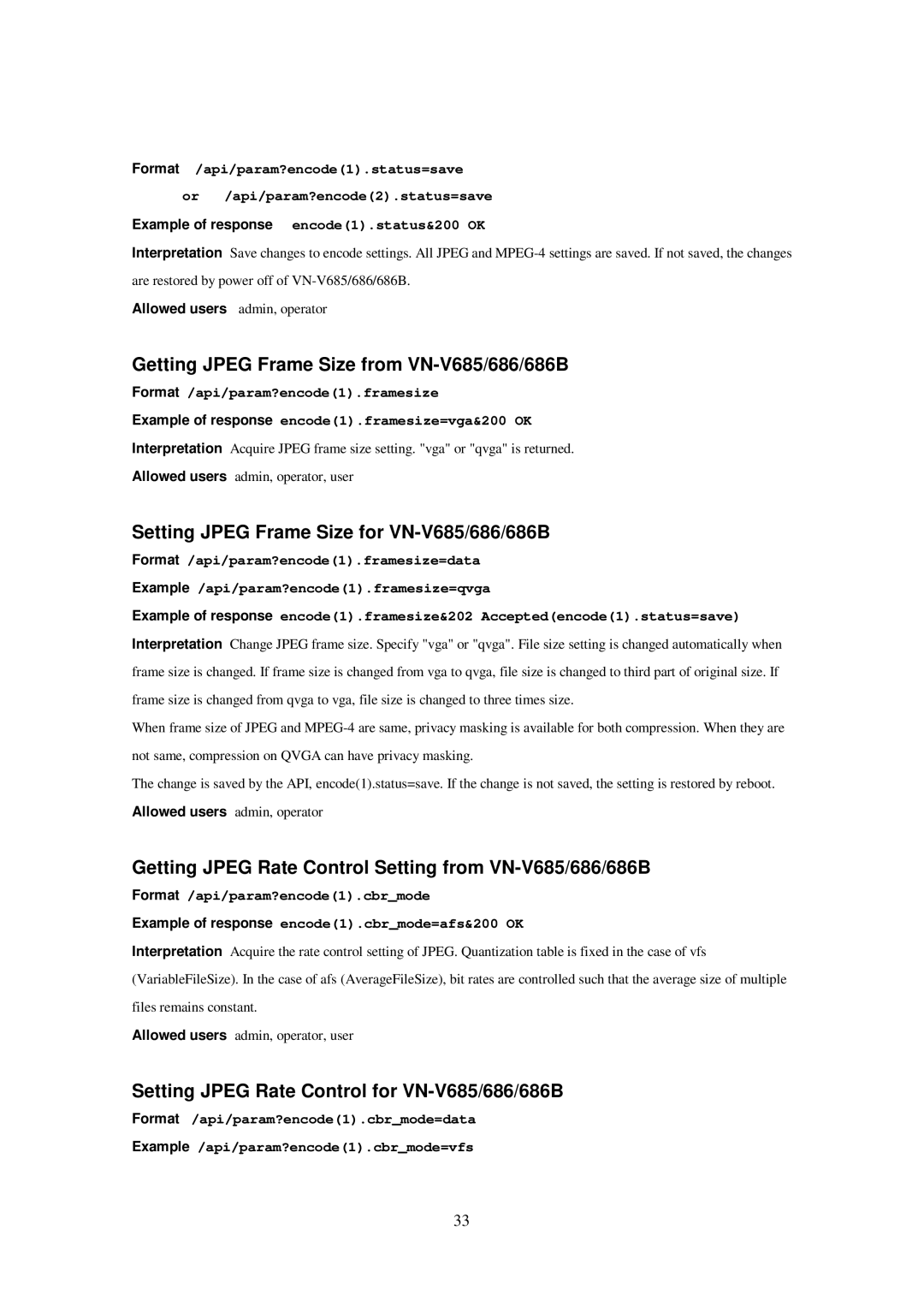 JVC 686U, 686BU, VN-V685U manual Getting Jpeg Frame Size from VN-V685/686/686B, Setting Jpeg Frame Size for VN-V685/686/686B 