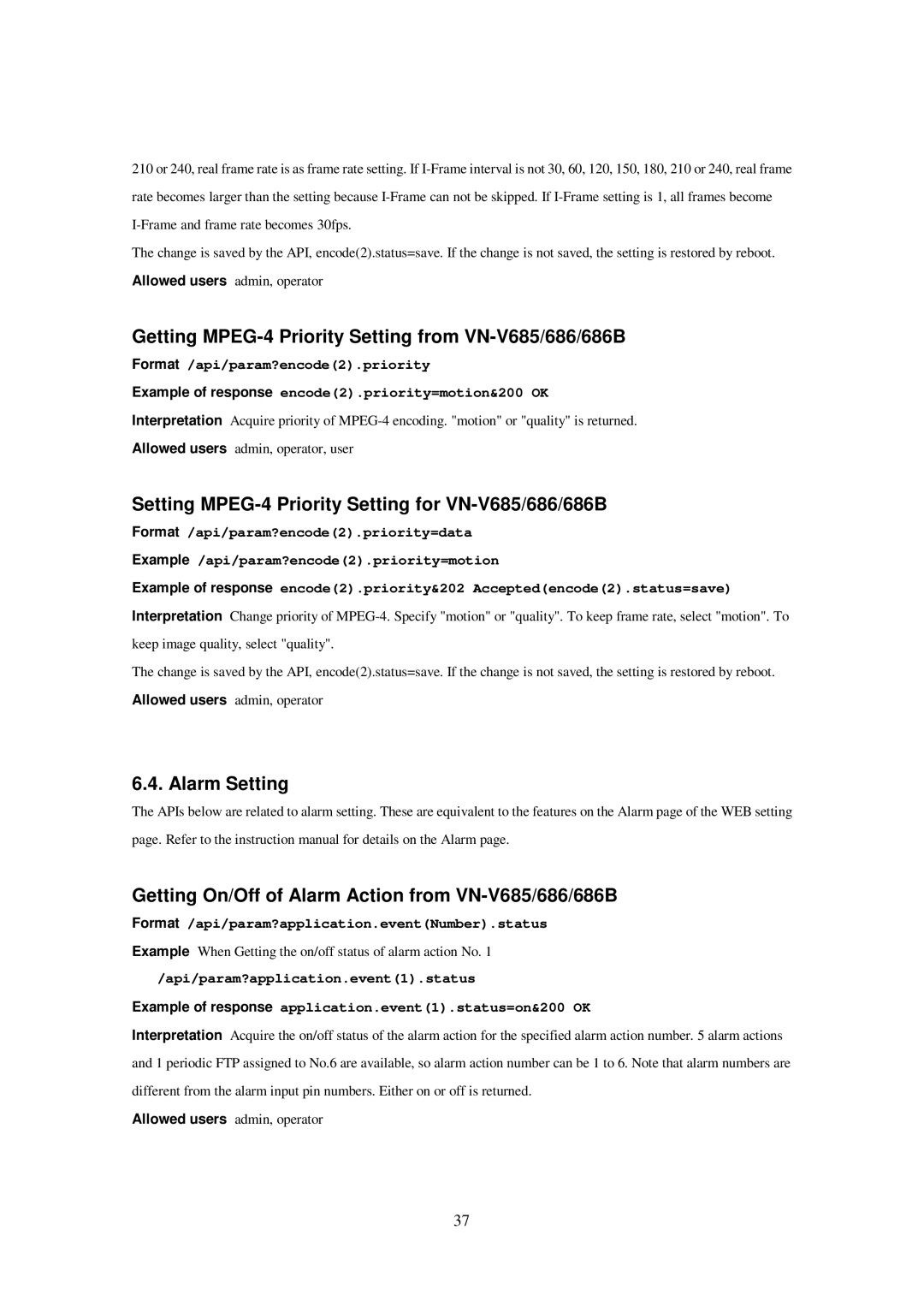 JVC 686BU Getting MPEG-4 Priority Setting from VN-V685/686/686B, Setting MPEG-4 Priority Setting for VN-V685/686/686B 