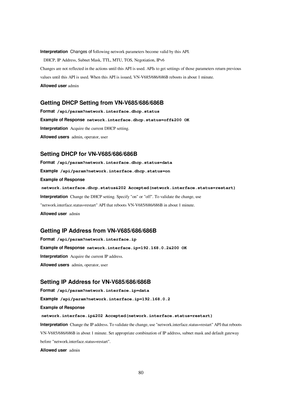 JVC VN-V685U, 686U, 686BU manual Getting Dhcp Setting from VN-V685/686/686B, Setting Dhcp for VN-V685/686/686B 