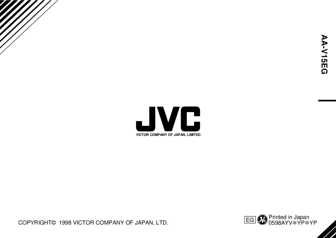 JVC AA V15EG manual AA-V15EG 