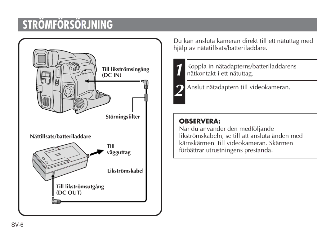 JVC AA-V20EG/EK manual Strömförsörjning 