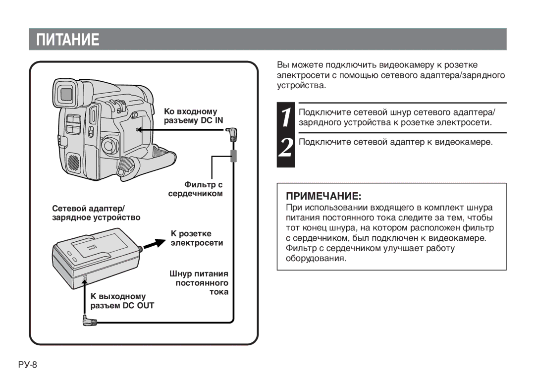 JVC AA-V20EG/EK manual Питание 