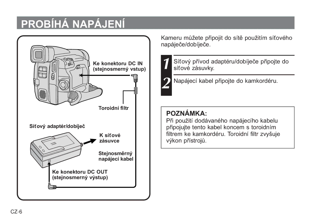 JVC AA-V20EG/EK manual Probíhá Napájení 