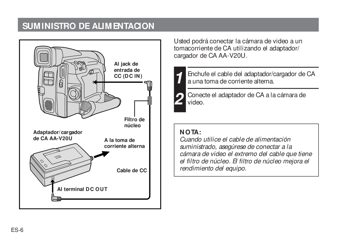 JVC AA V20U manual Suministro DE Alimentacion 