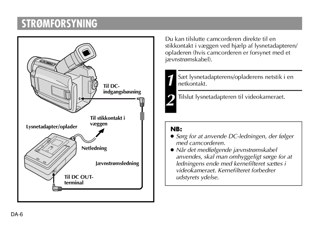 JVC AA-V40EK, AA-V40EG manual Strømforsyning 