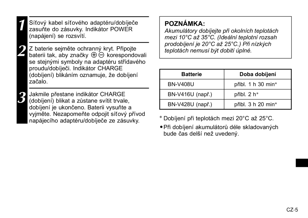 JVC AA-V40EG, AA-V40EK manual Poznámka 