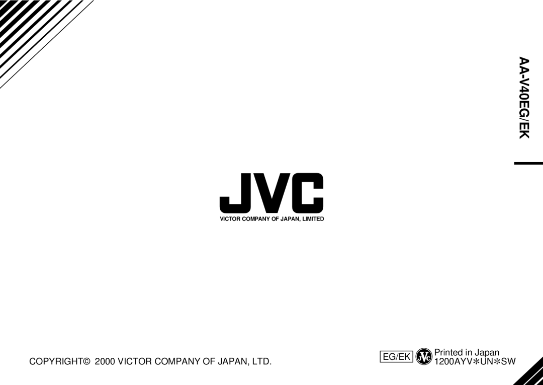 JVC AA-V40EK manual AA-V40EG/EK 