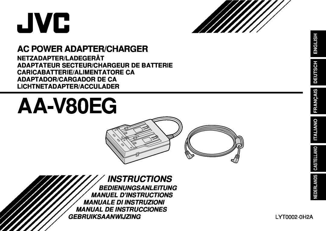 JVC AA-V80EG manual Ac Power Adapter/Charger, Instructions, Netzadapter/Ladegerät, LYT0002-0H2A 