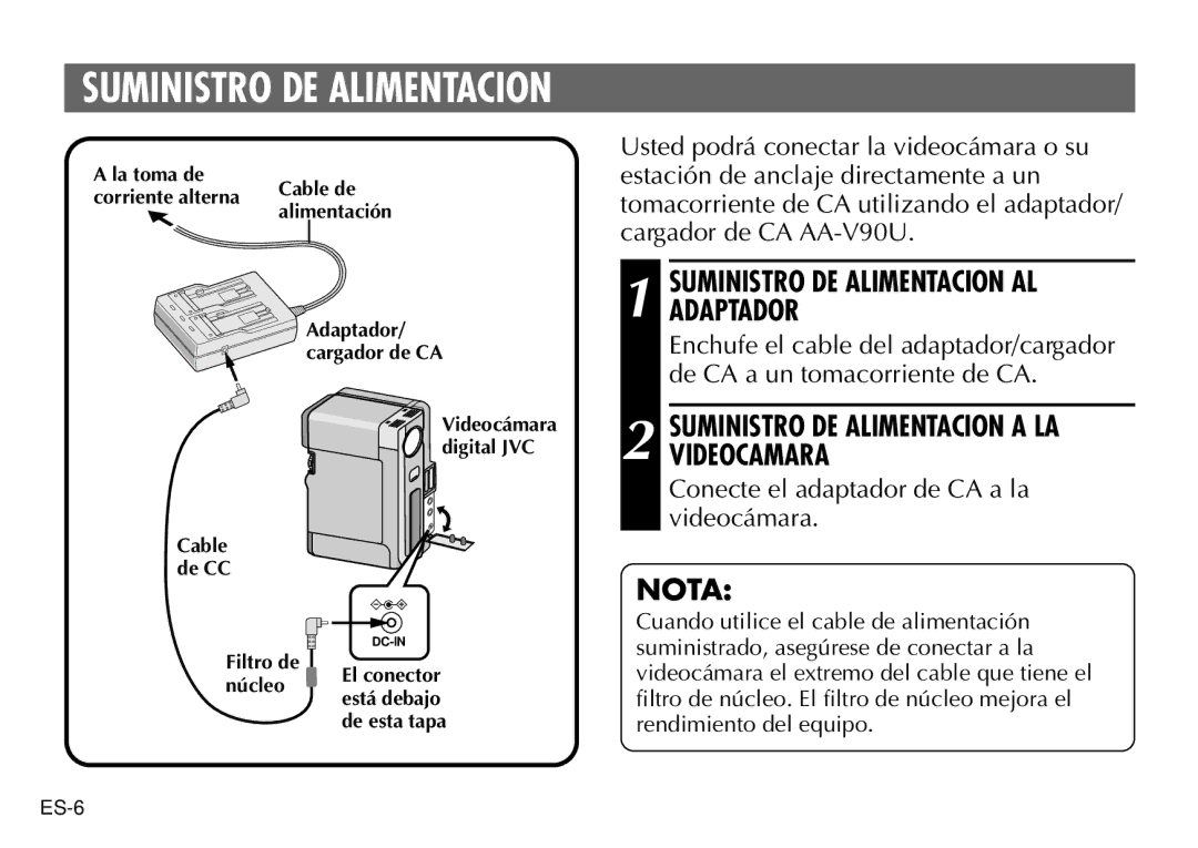 JVC AA-V90U manual Suministro DE Alimentacion 