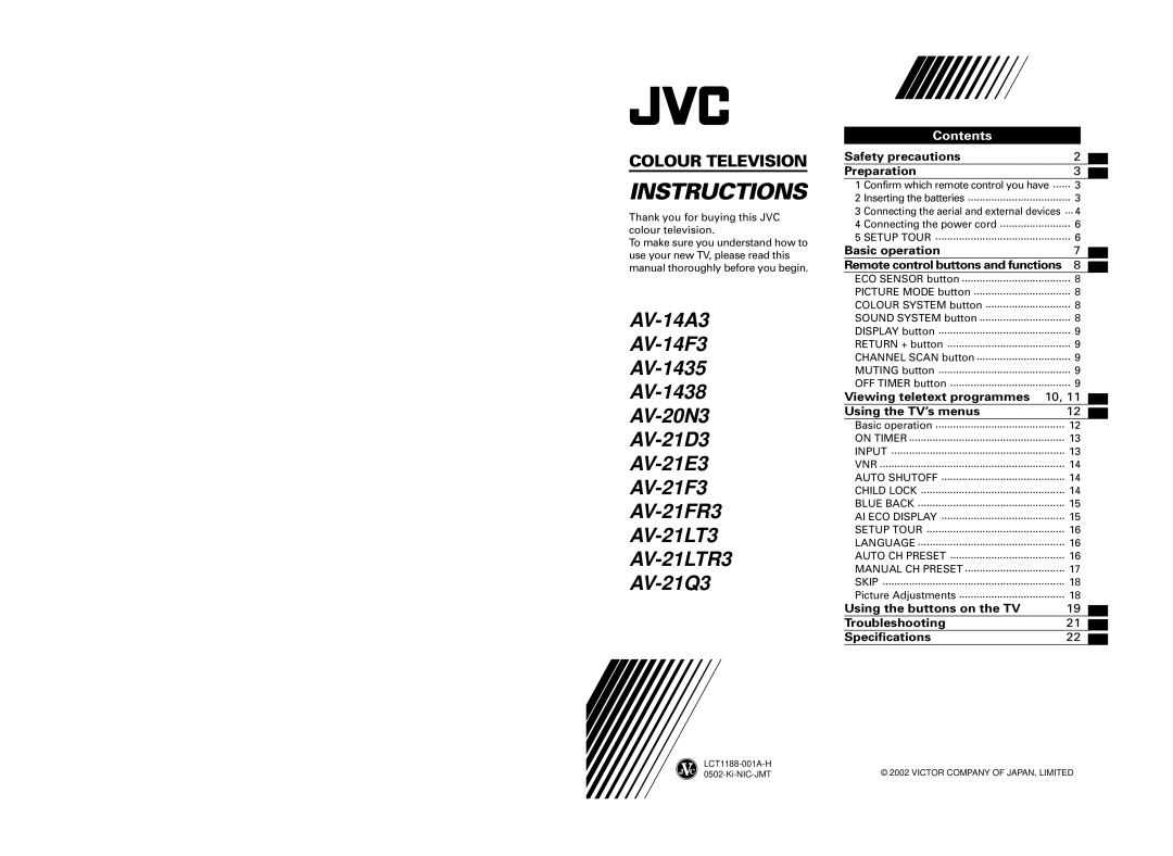 JVC AV-14FMT3, AV-21DMT3, AV-21LMT3 specifications AV-21LTR3 