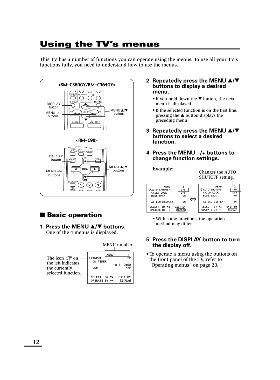 JVC AV-14FMT3, AV-21DMT3, AV-21LMT3 specifications Menu -/+ 