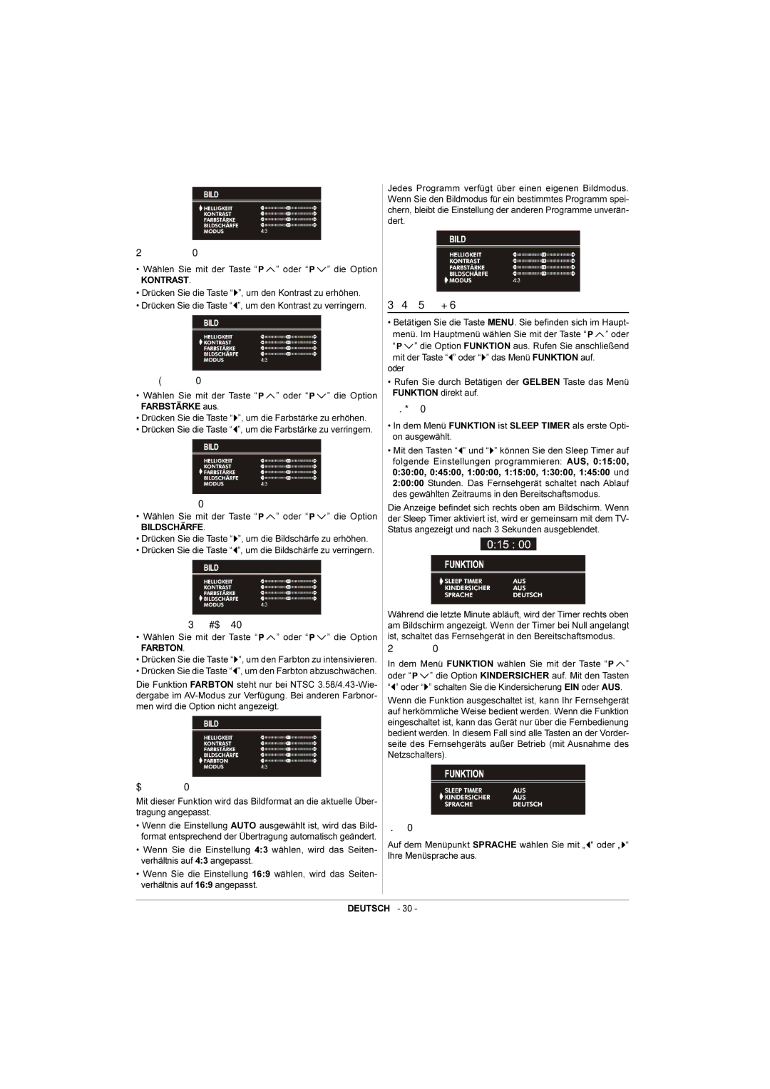 JVC AV-14RM4SP manual Das Menü Funktion 