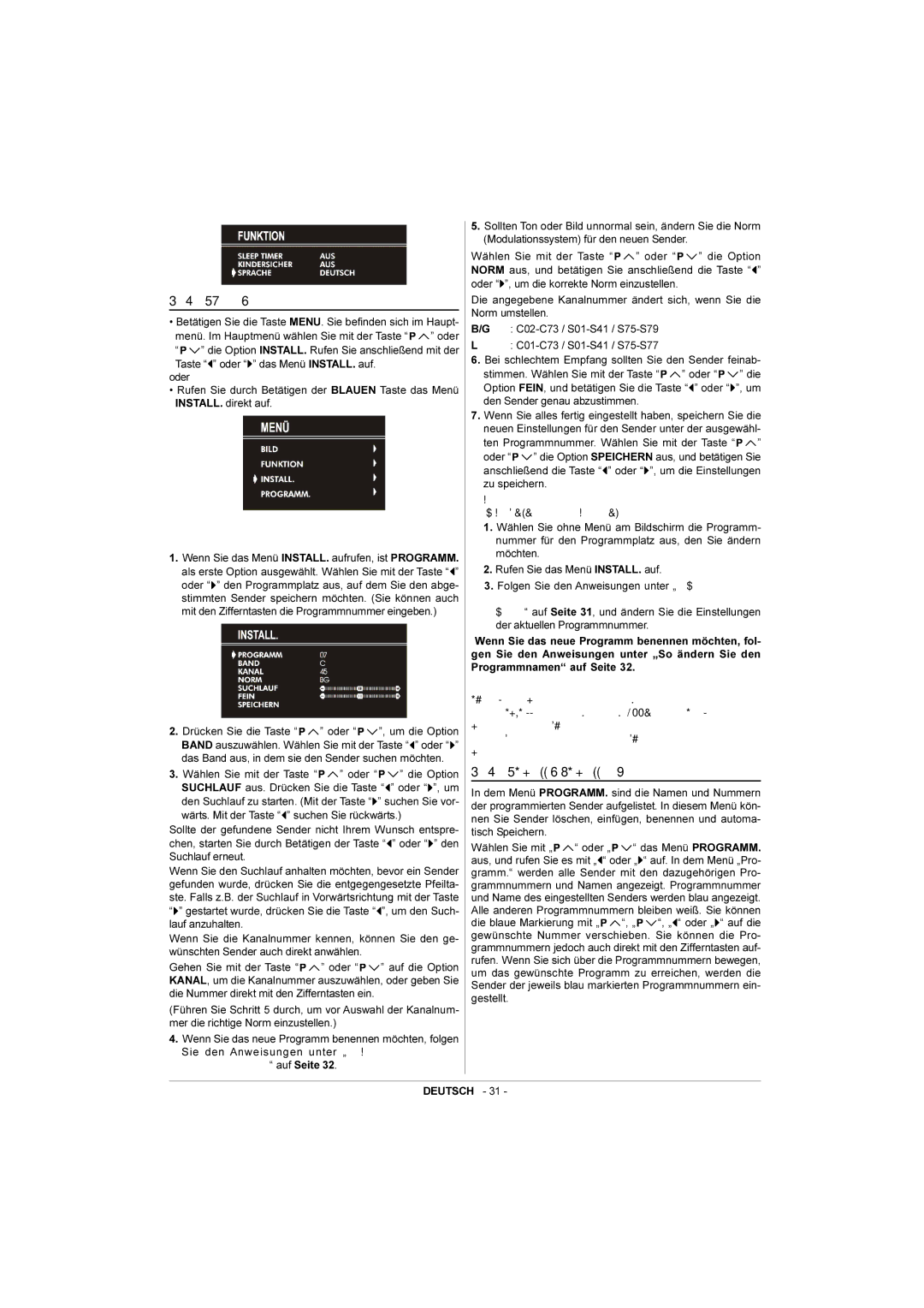 JVC AV-14RM4SP manual Das Menü Install, Das Menü Programm. Programmieren 