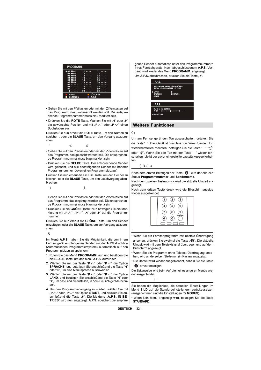 JVC AV-14RM4SP manual Weitere Funktionen, Ton ausschalten, Bildschirminformationen, Uhrzeit anzeigen 