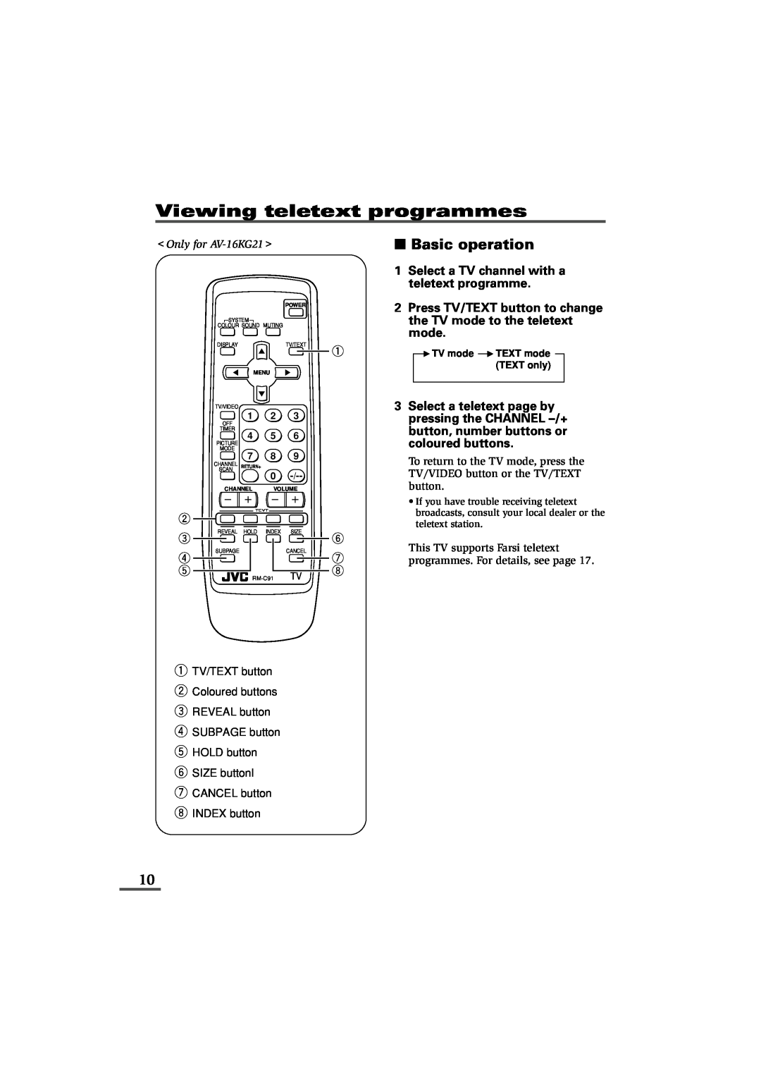 JVC AV-16KG21 Viewing teletext programmes, Basic operation, Select a TV channel with a, Press TV/TEXT button to change 