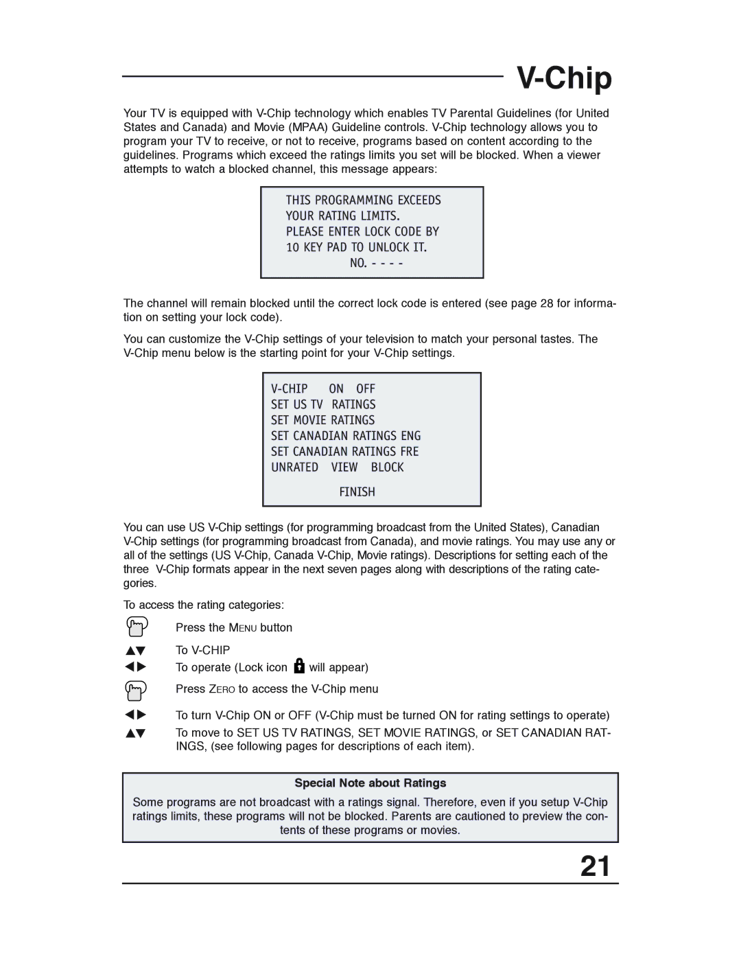 JVC AV 20321, AV 20320, AV-20320, AV-20321, C-20310, C-13310, C-13311 manual Chip, Special Note about Ratings 