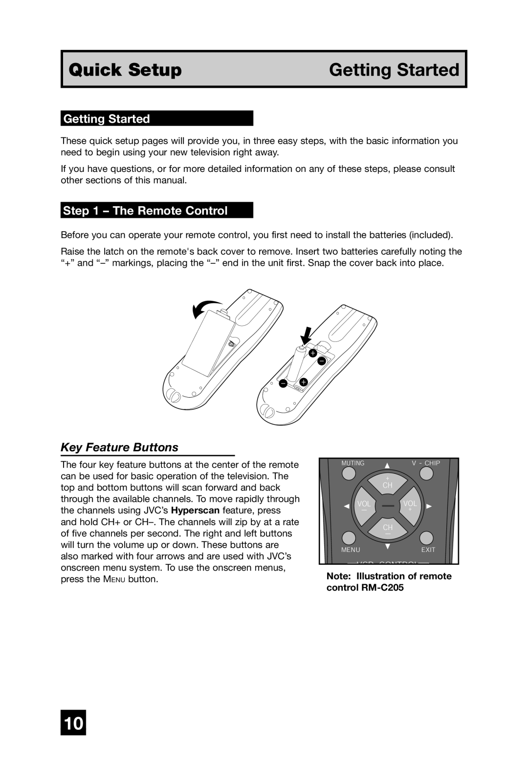 JVC AV-20420, AV-20421, AV 20420 manual Getting Started, Remote Control 