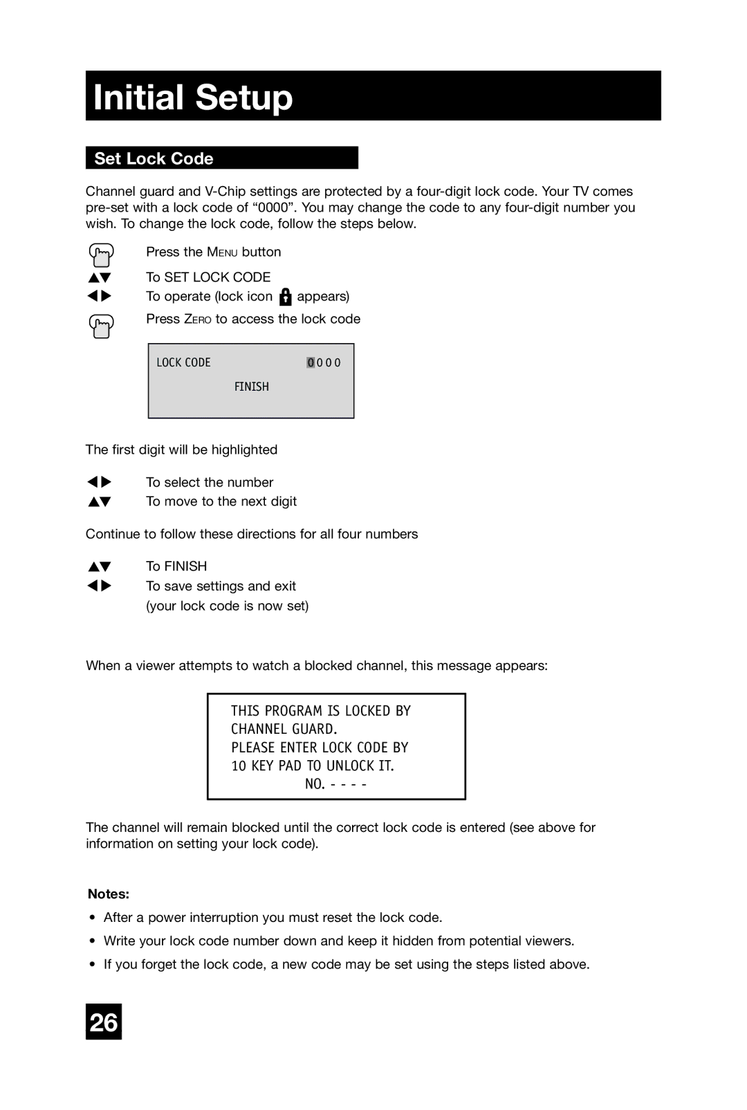 JVC AV-20420, AV-20421, AV 20420 manual Set Lock Code, This Program is Locked by Channel Guard 