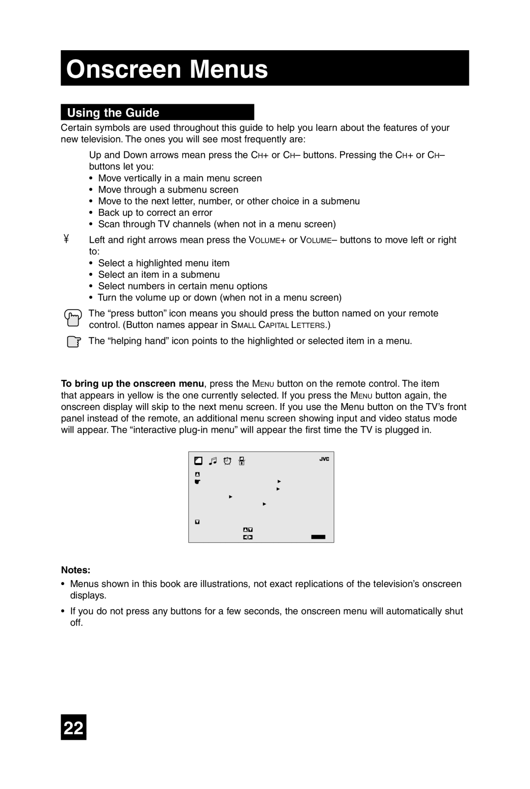 JVC AV-20F475 manual Onscreen Menus, Using the Guide 