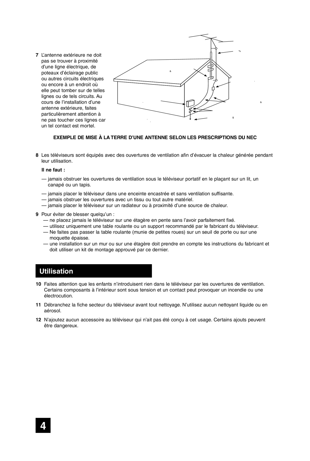 JVC AV-20F475 manual Utilisation, Il ne faut 