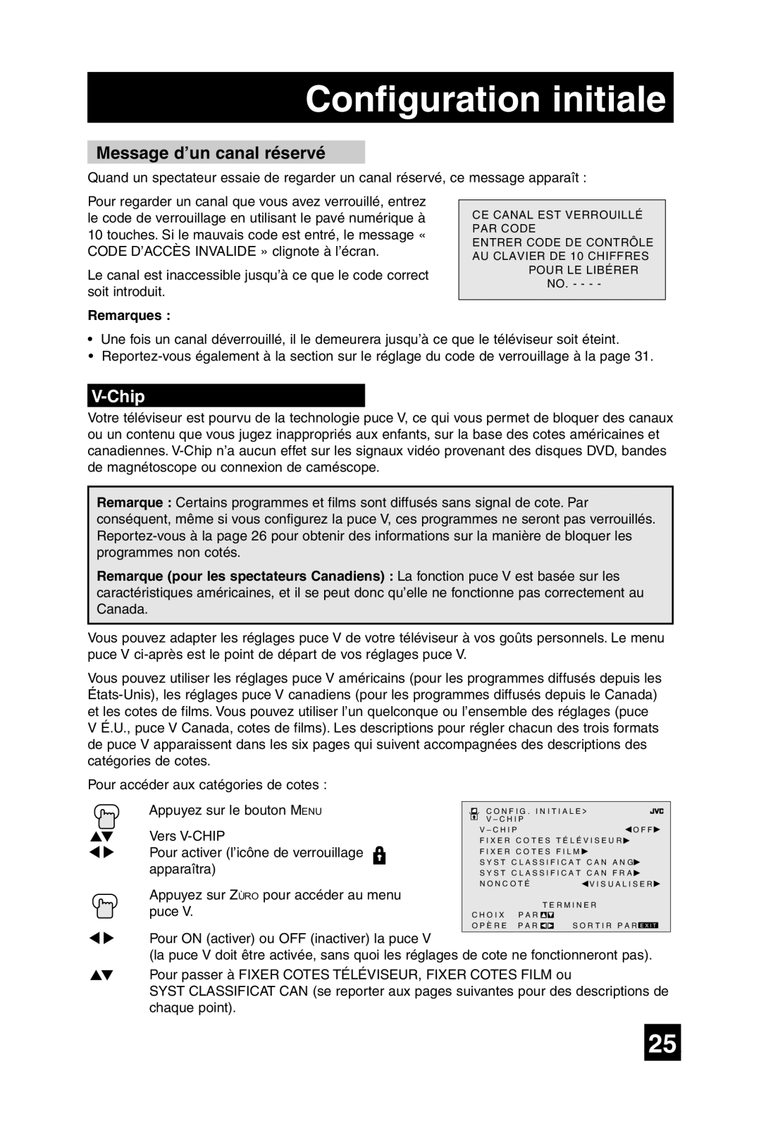 JVC AV-20F475 manual Message d’un canal réservé, Remarques 