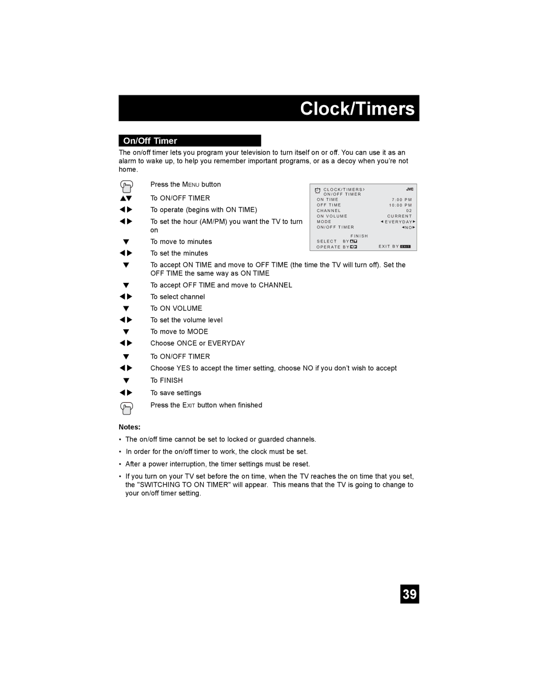 JVC AV 32F476, AV 20F476, AV-20F476, AV-27F476, AV-32F476 manual On/Off Timer 