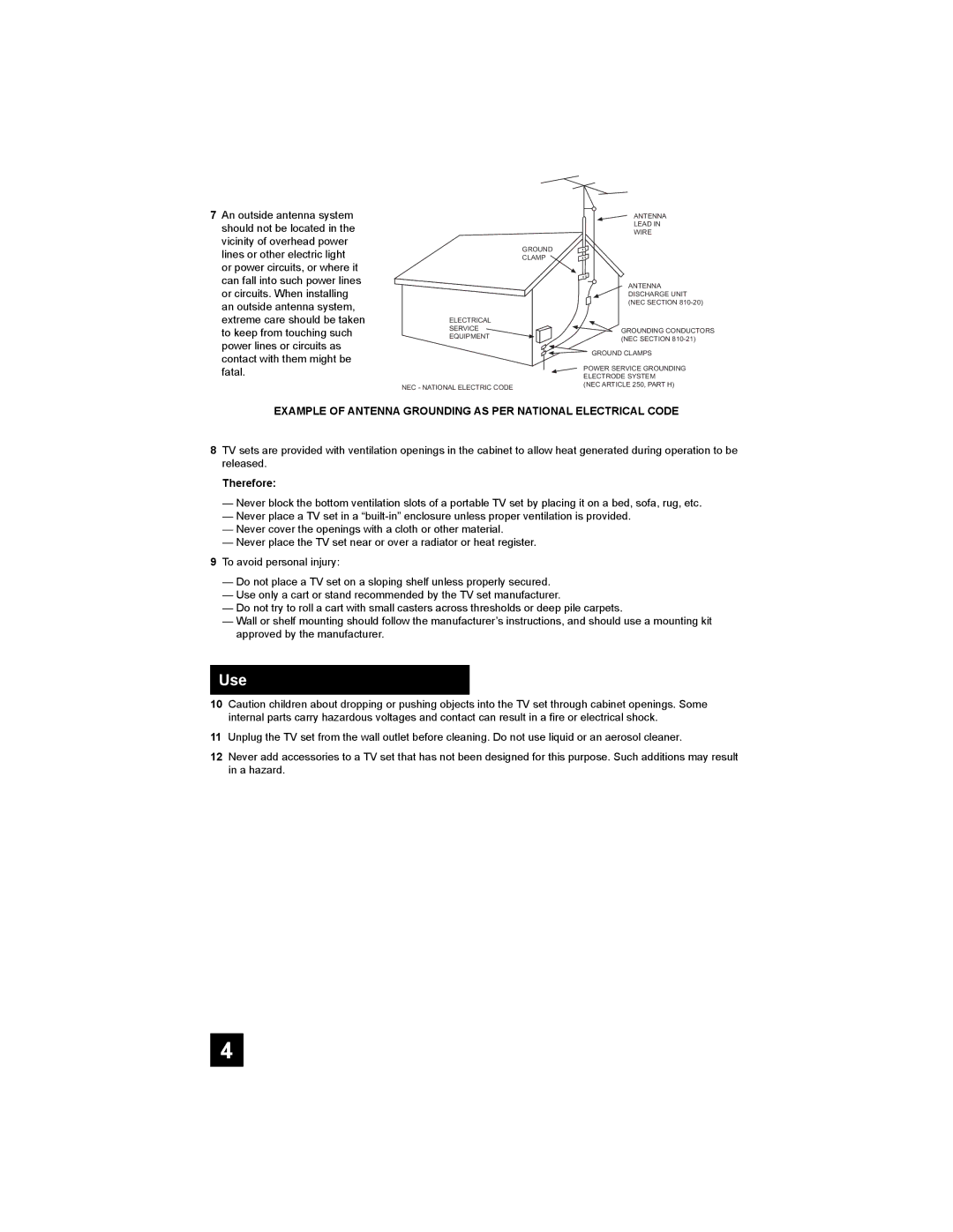 JVC AV 20F476, AV 32F476, AV-20F476, AV-27F476, AV-32F476 manual Use, Fatal 