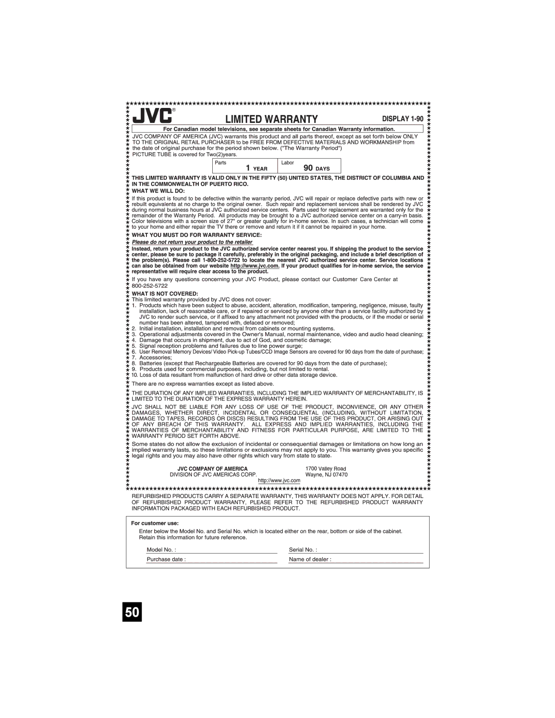 JVC AV-20F476, AV-27F476, AV-32F476, AV 32F476, AV 20F476 manual 