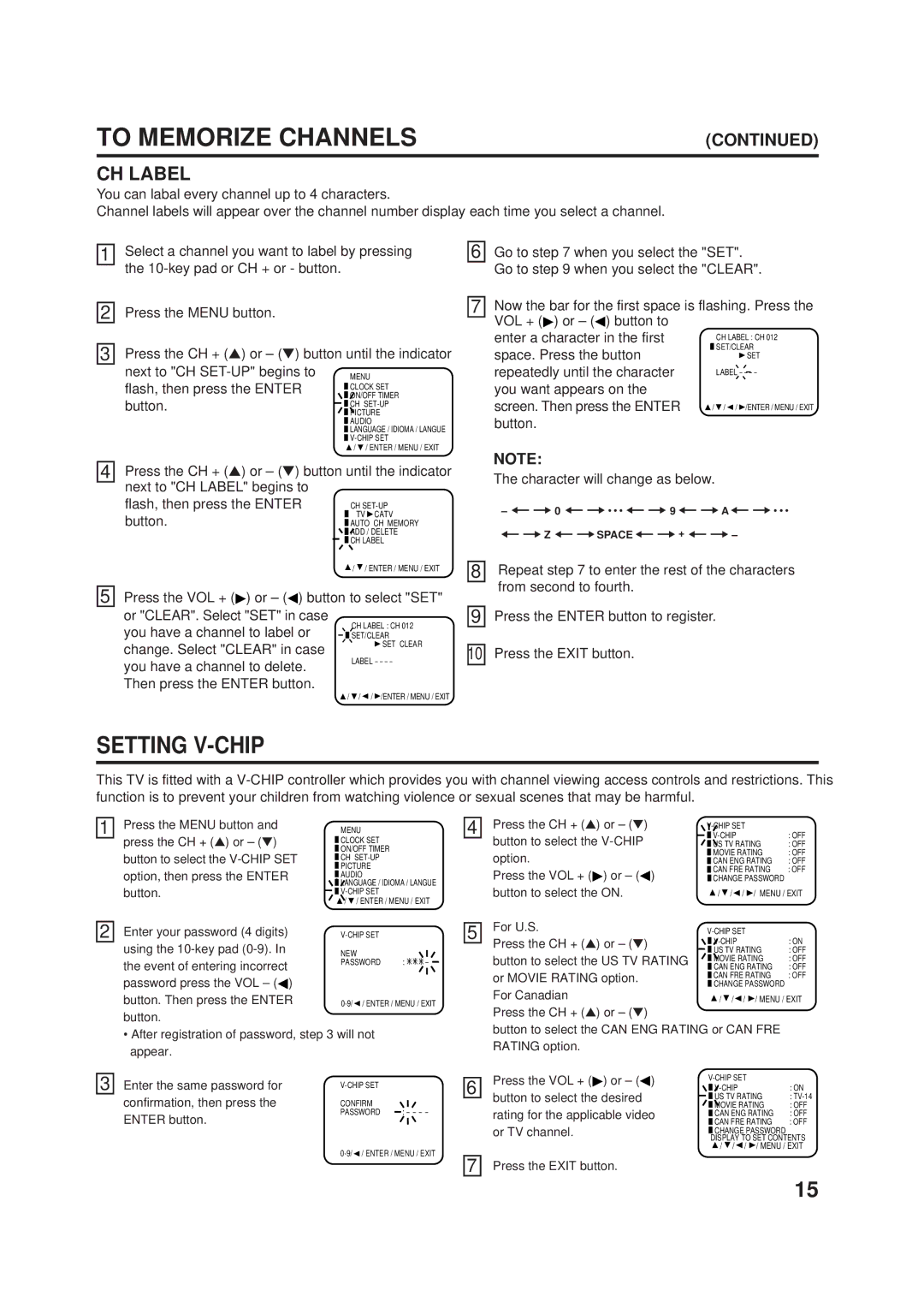 JVC AV-24F703, AV-20F703 manual CH Label 