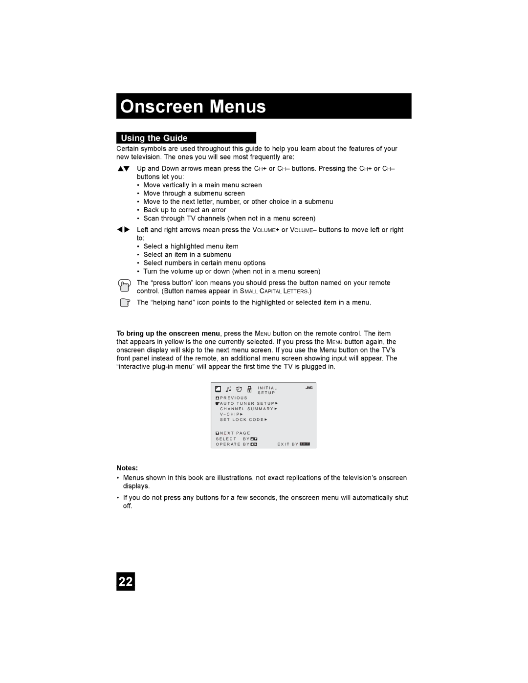 JVC AV 20FA44 manual Onscreen Menus, Using the Guide 