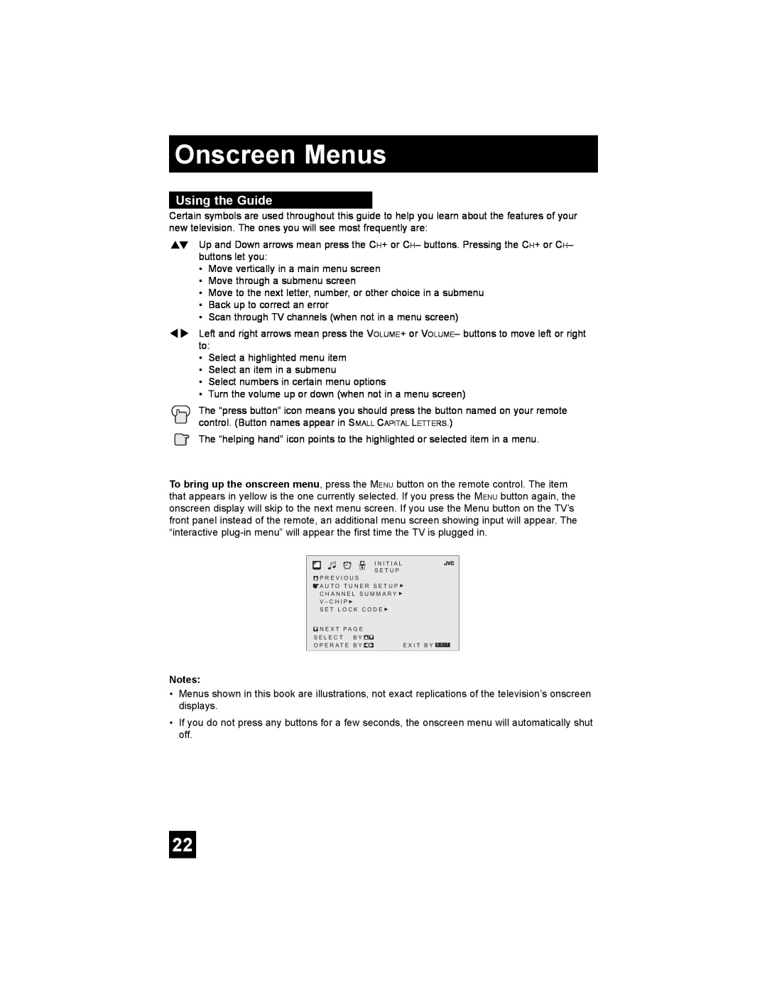 JVC AV 20FA44 manual Onscreen Menus, Using the Guide 