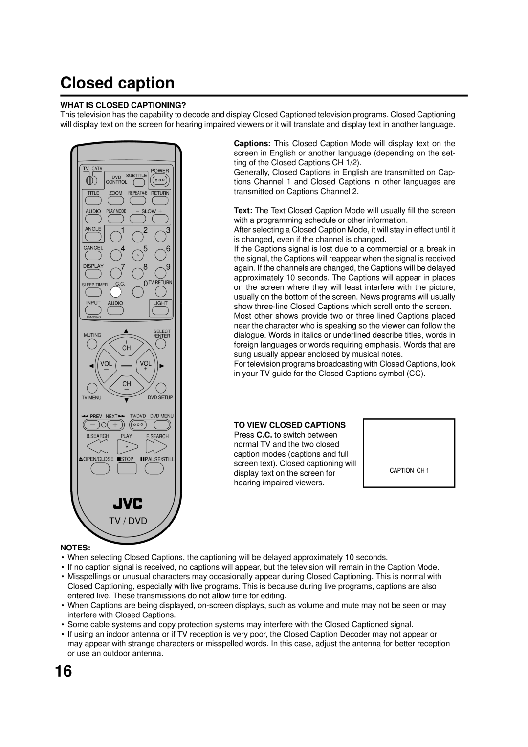 JVC AV-20FD22 manual Closed caption, What is Closed CAPTIONING? 