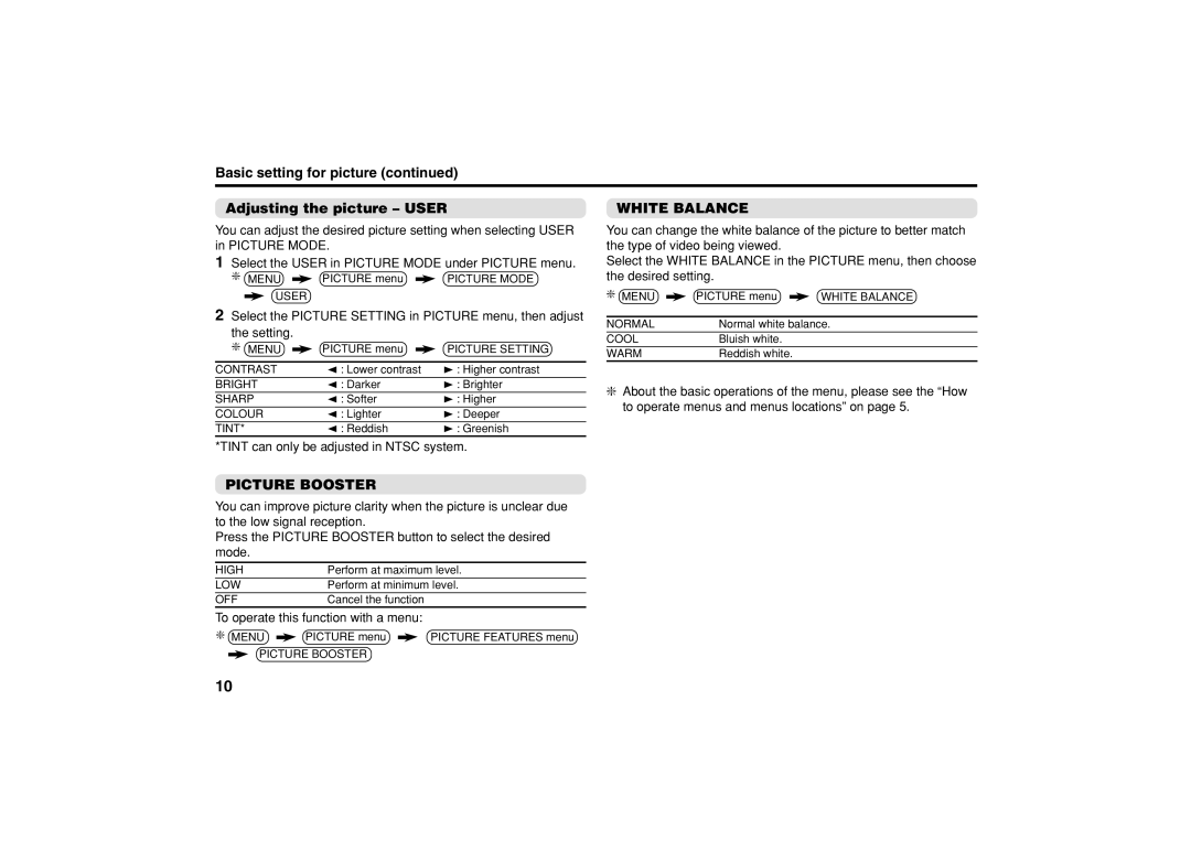 JVC AV-21VS14, AV-21CS14, AV-25VS14, AV-29VS14, GGT0039-001B-H specifications White Balance 