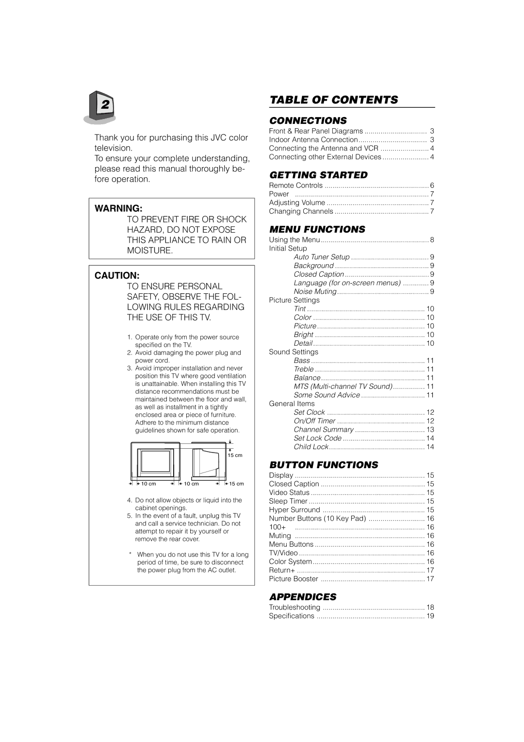 JVC AV-21D31, AV-20N31, AV-14F31, AV-21D11, AV-20N11, AV-14F11 manual Getting Started 