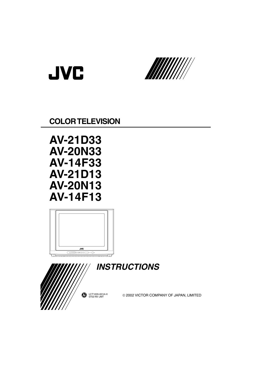 JVC AV-21D33, AV-20N33, AV-14F33, AV-21D13, AV-20N13, AV-14F13 manual 