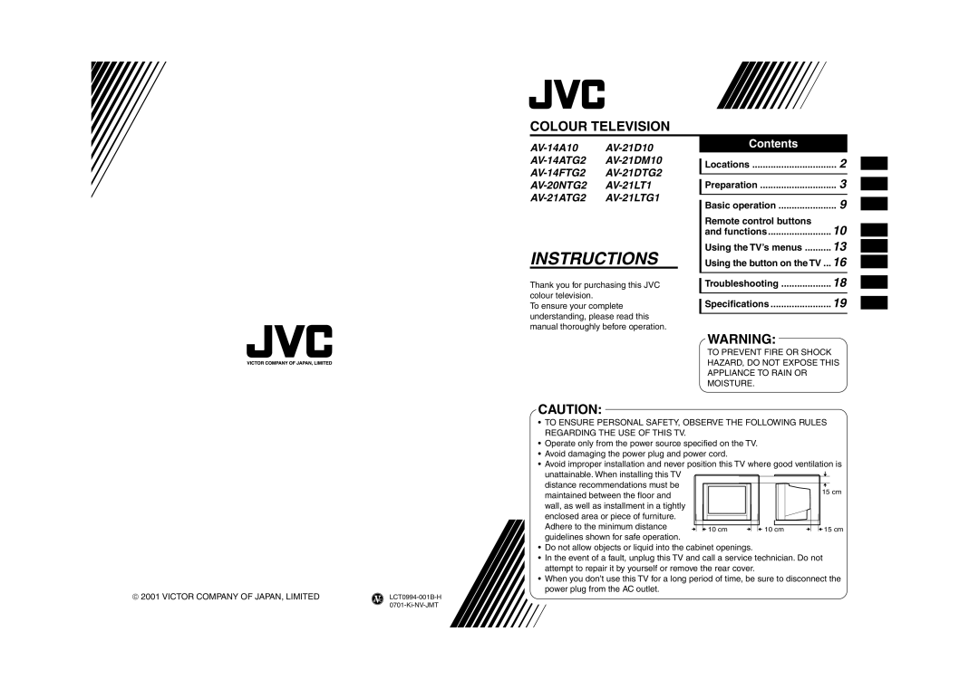 JVC AV-21DTG2, AV-21DM10, AV-21LTG1, AV-21LT1 specifications Remote control buttons, Troubleshooting Specifications 