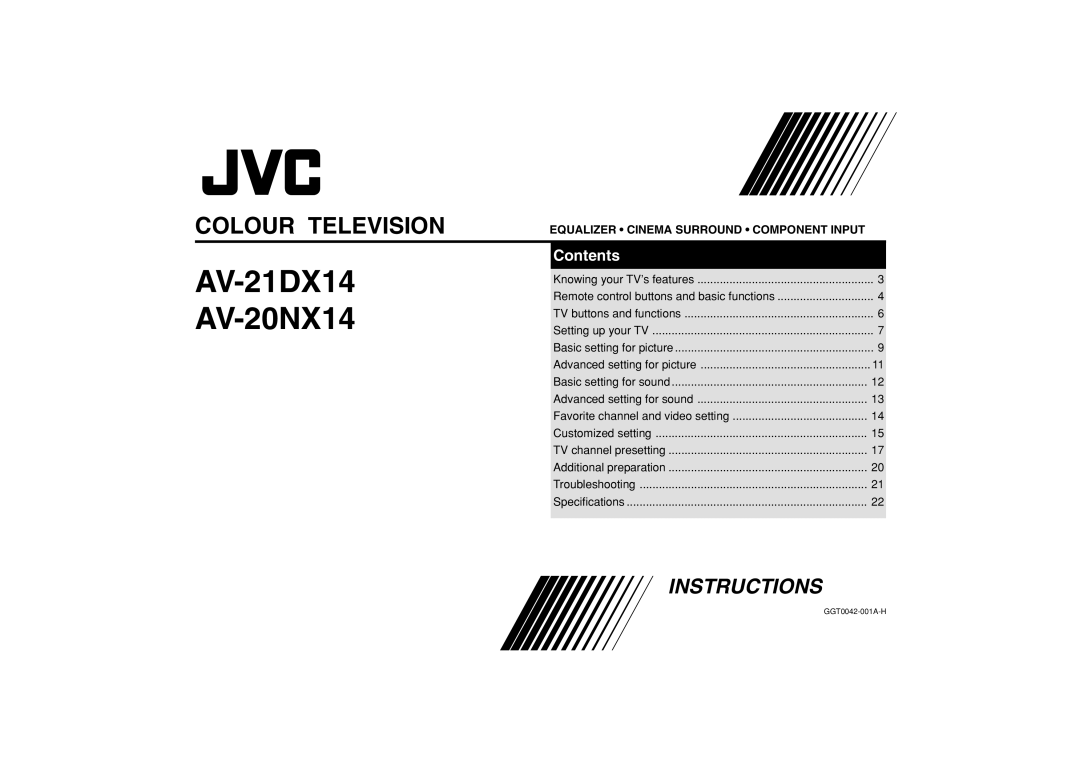 JVC AV-20NX14, AV-21DX14, AV-21DX14, AV-20NX14 specifications Knowing your TV’s features 