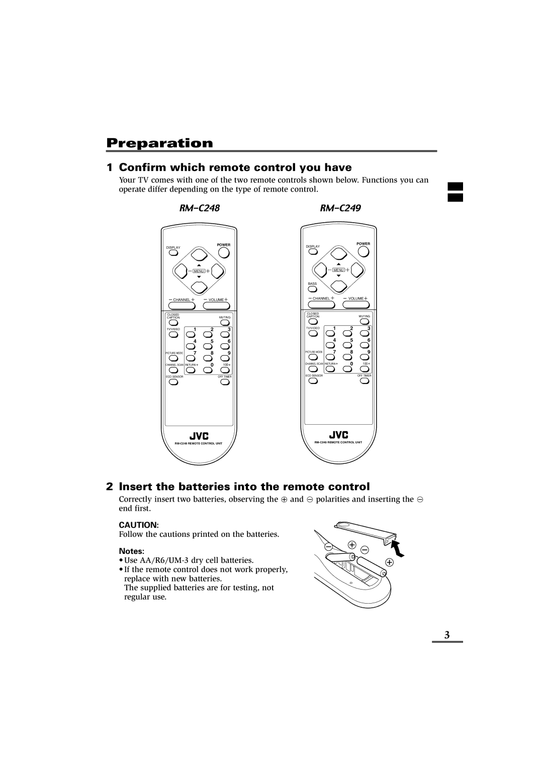 JVC AV-21L11, AV-21L31, AV-25L31, AV-29L31, AV-21L31B, AV-25L31B, AV-29L31B specifications Preparation 